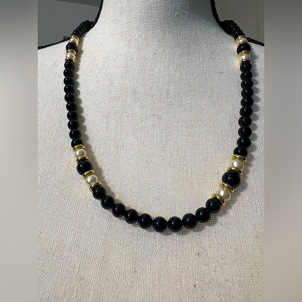 NAPIER Black & Gold Bead Necklace
